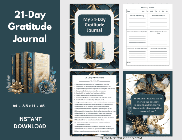 Teal and Gold Gratitude Journal