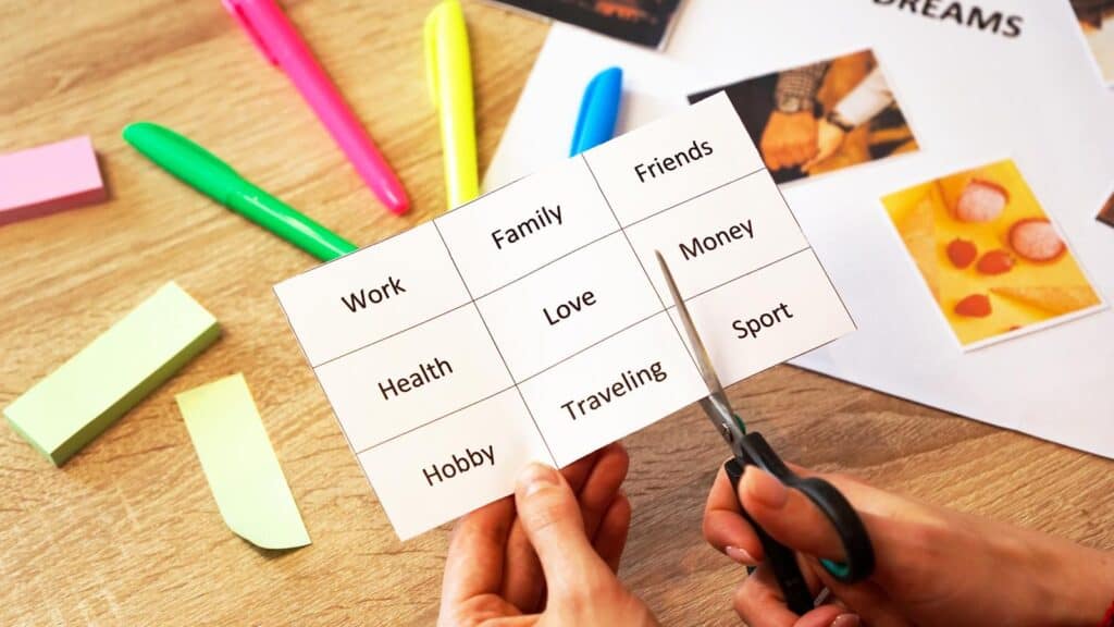 Using a vision board with affirmations for a positive mindset