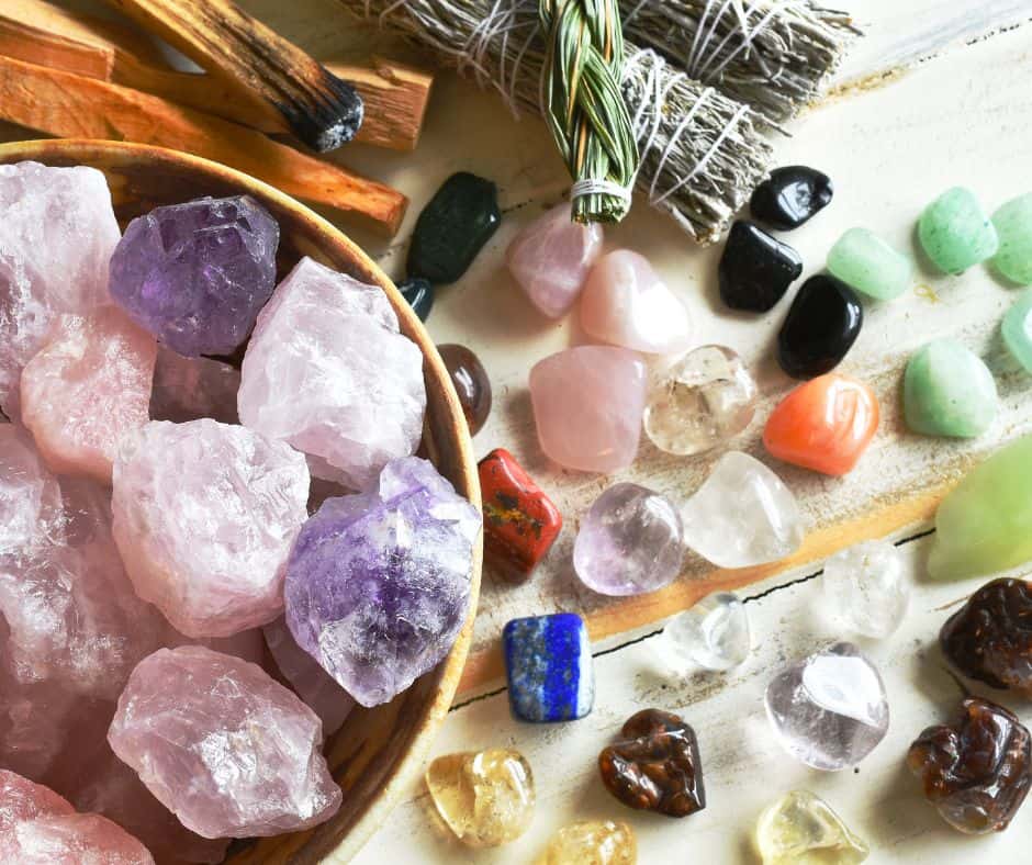 Healing Crystals spread out on a table