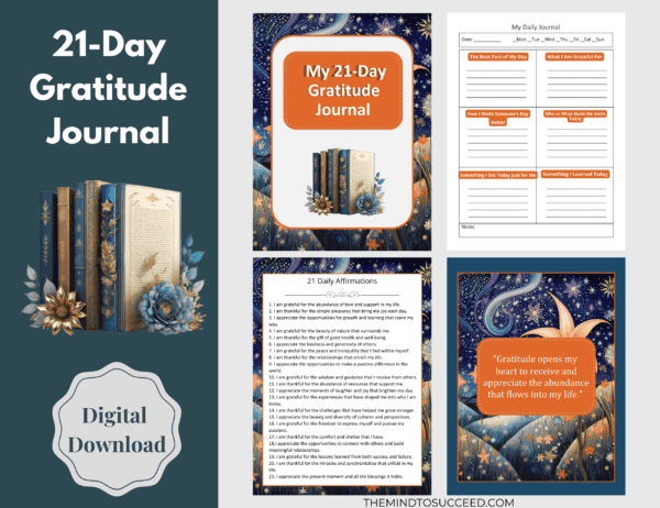 Orange Floral 21 Day Gratitude Journal