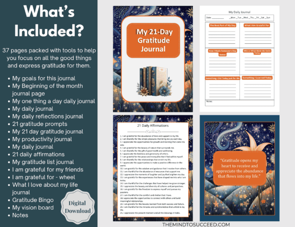 Orange Floral 21 Day Gratitude Journal