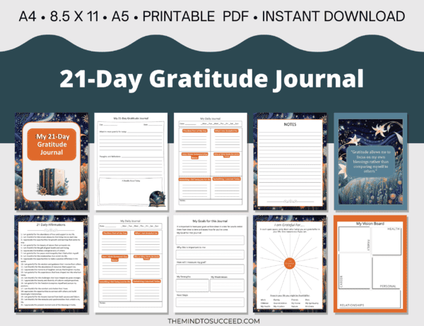 Orange Floral 21 Day Gratitude Journal
