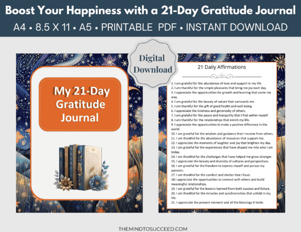 Orange Floral 21 Day Gratitude Journal