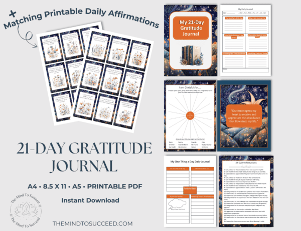 Orange Floral 21 Day Gratitude Journal