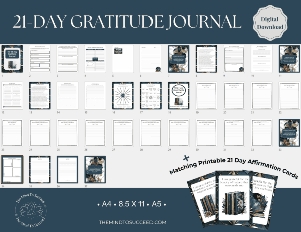 Teal and Gold 21 Day Gratitude Journal